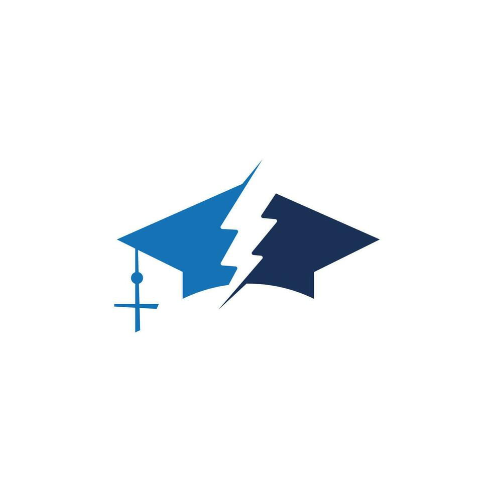 modelo de logotipo de vetor de cap educação flash. símbolo de trovão e chapéu