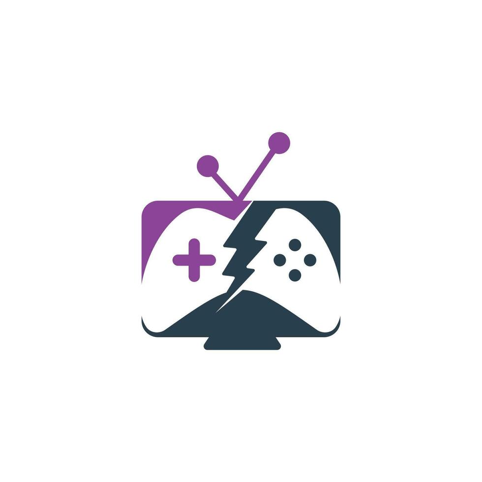 gamepad e tv, jogue o ícone do jogo. design de logotipo de jogo e tv vetor