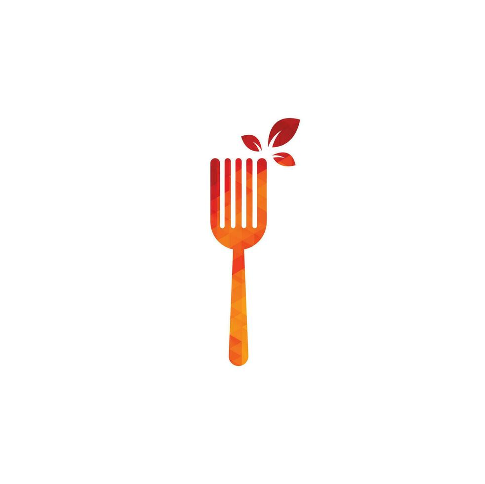 design de logotipo de comida saudável. ícone de logotipo de garfo e folha. vetor