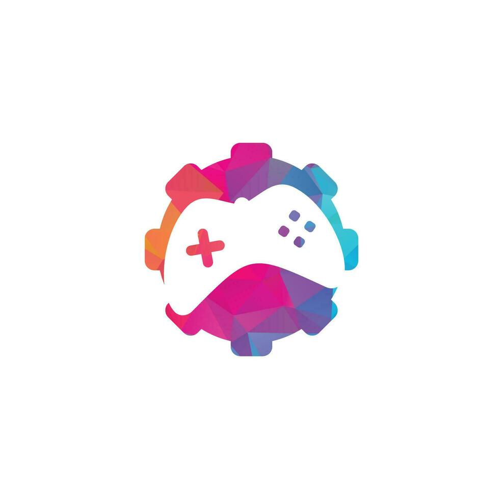 jogo com vetor de modelo de logotipo de engrenagem. ícone de design do joystick. logotipo do jogo de engrenagem