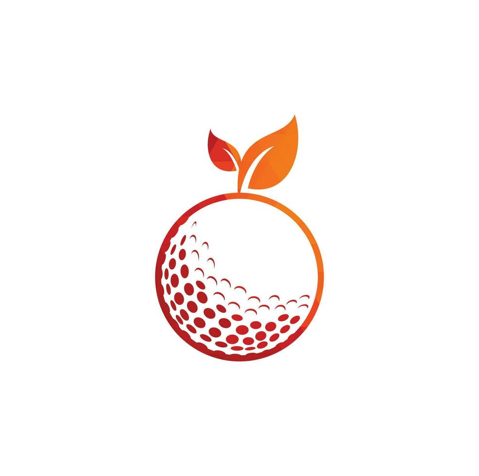modelo de logotipo de folhas de golfe. bola de golfe e folhas, bola de golfe e logotipo do esporte vetor
