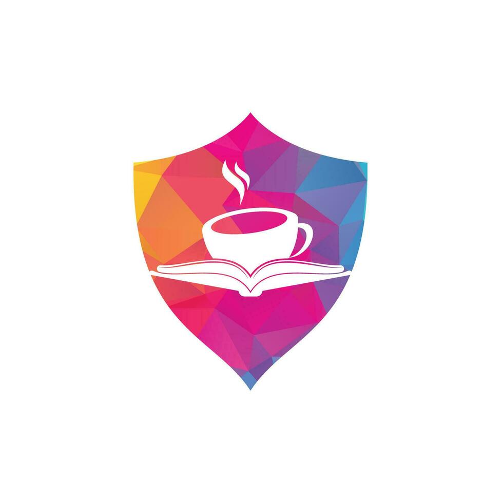 design de logotipo de vetor de livro de café. logotipo icônico da loja de livros de chá.