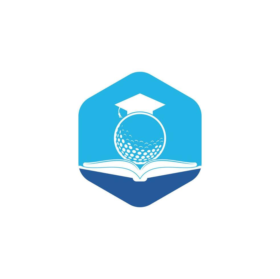 vetor de design de logotipo de golfe de livro de formatura. elemento de design de logotipo de ícone de livro de golfe