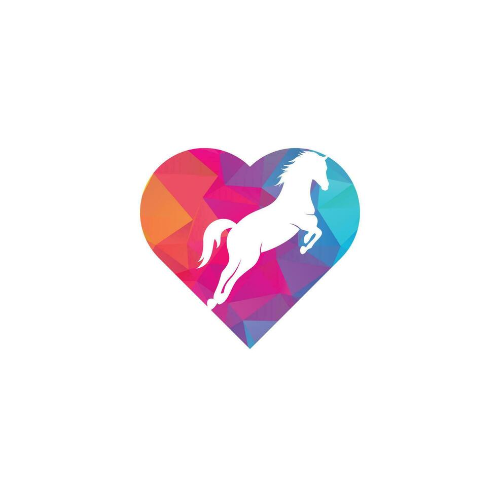 design de logotipo de vetor de forma de coração de cavalo. ícone de sinal de cavalo.