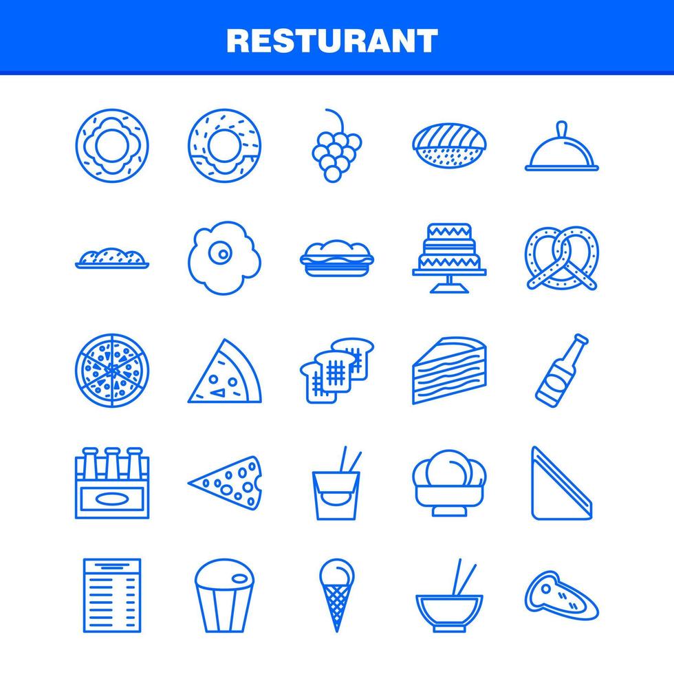 ícones de linha de restaurante definidos para infográficos kit uxui móvel e design de impressão incluem comida de cenoura refeição vegetal garrafa comida refeição mostarda eps 10 vector