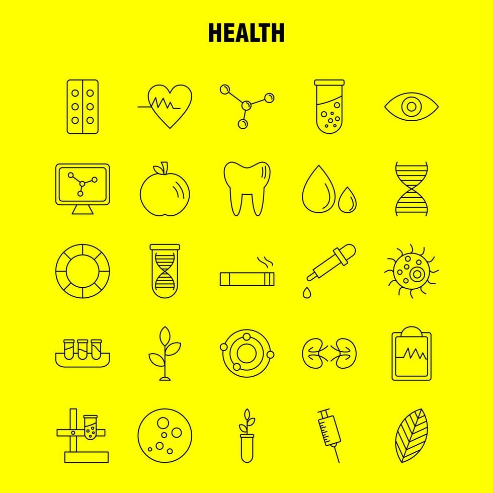 ícone de linha de saúde para impressão na web e kit uxui móvel, como vetor de pacote de pictograma de ciência de laboratório de biologia de laboratório de biologia
