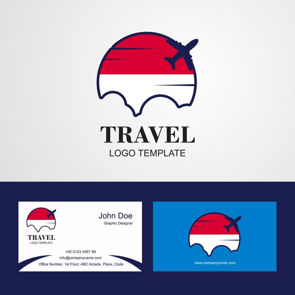 logotipo da bandeira de mônaco de viagem e design de cartão de visita vetor