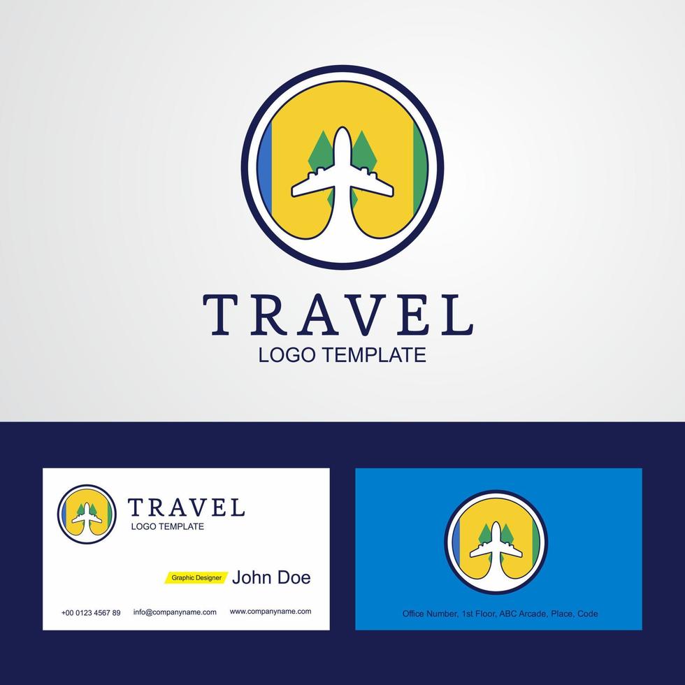 viagens são vincent e grenadines logotipo de bandeira de círculo criativo e design de cartão de visita vetor