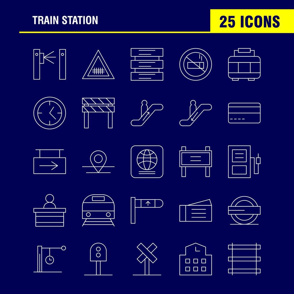 conjunto de ícones de linha de estação de trem para infográficos kit uxui móvel e design de impressão incluem vetor de conjunto de ícones de sinal de ferrovia de ferrovia de estação ferroviária de entrada