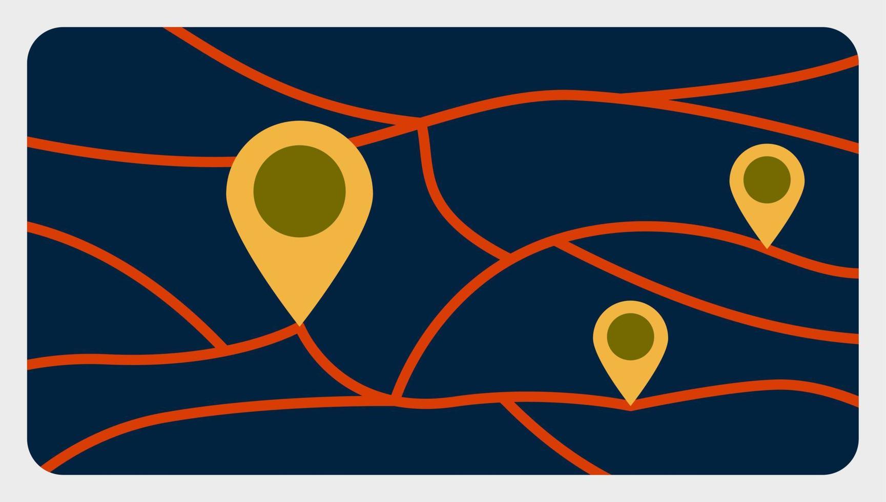 mapa da cidade com ilustração vetorial plana ponto para viajar, planejamento urbano, aplicativo gps. ilustração com tema futurista. vetor