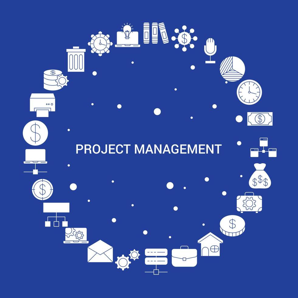 modelo de vetor infográfico conjunto de ícones de gerenciamento de projetos