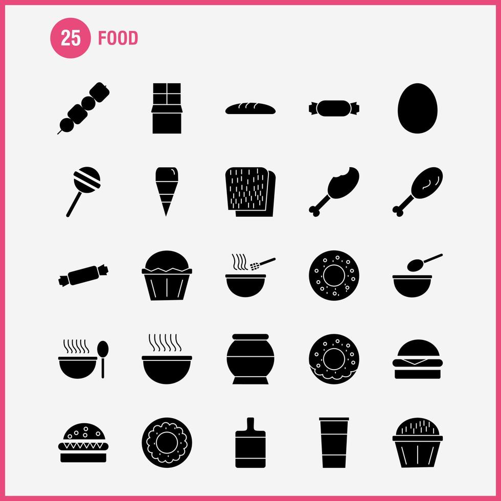 conjunto de ícones de glifo sólido para infográficos kit uxui móvel e design de impressão incluem forno de refeição de carne para churrasco cozinhar coleção de refeição de comida logotipo infográfico moderno e vetor de pictograma