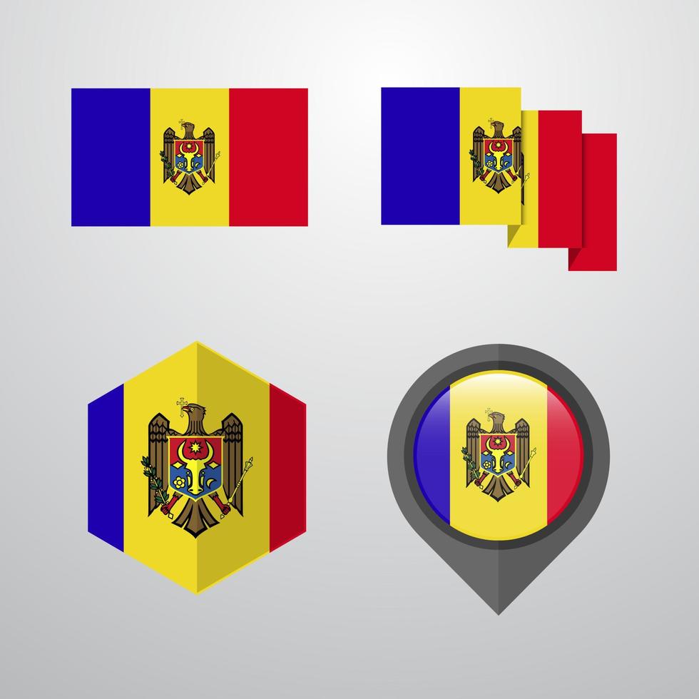 vetor de conjunto de design de bandeira da moldávia