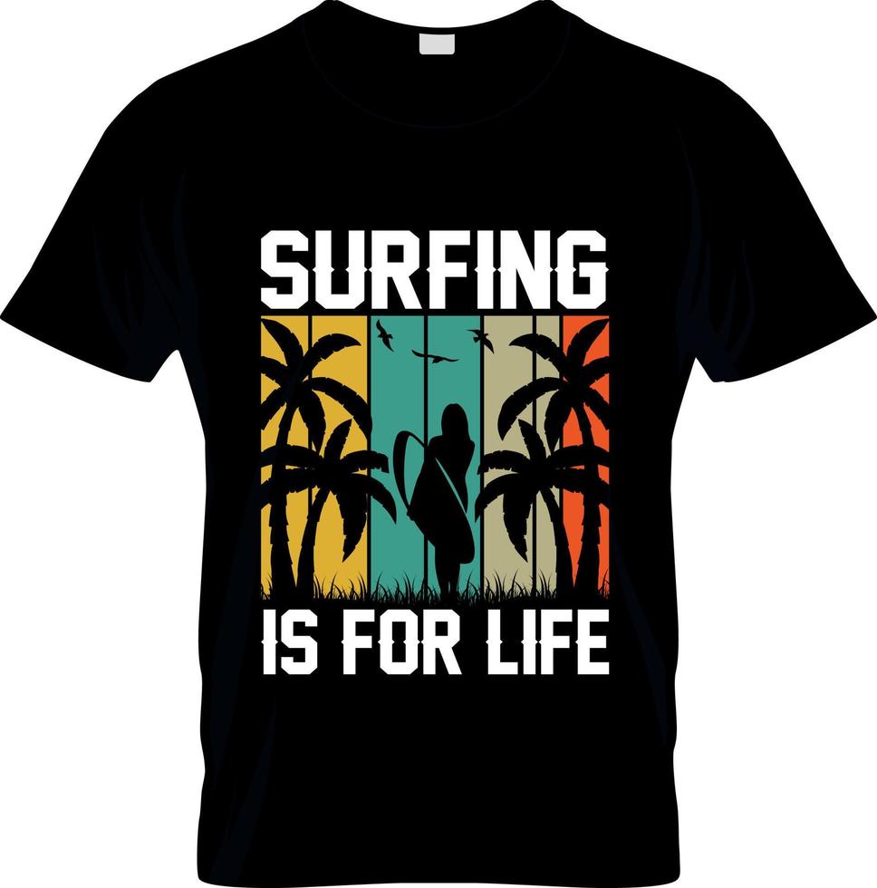 design de camiseta de surf, slogan de camiseta de surf e design de vestuário, tipografia de surf, vetor de surf, ilustração de surf