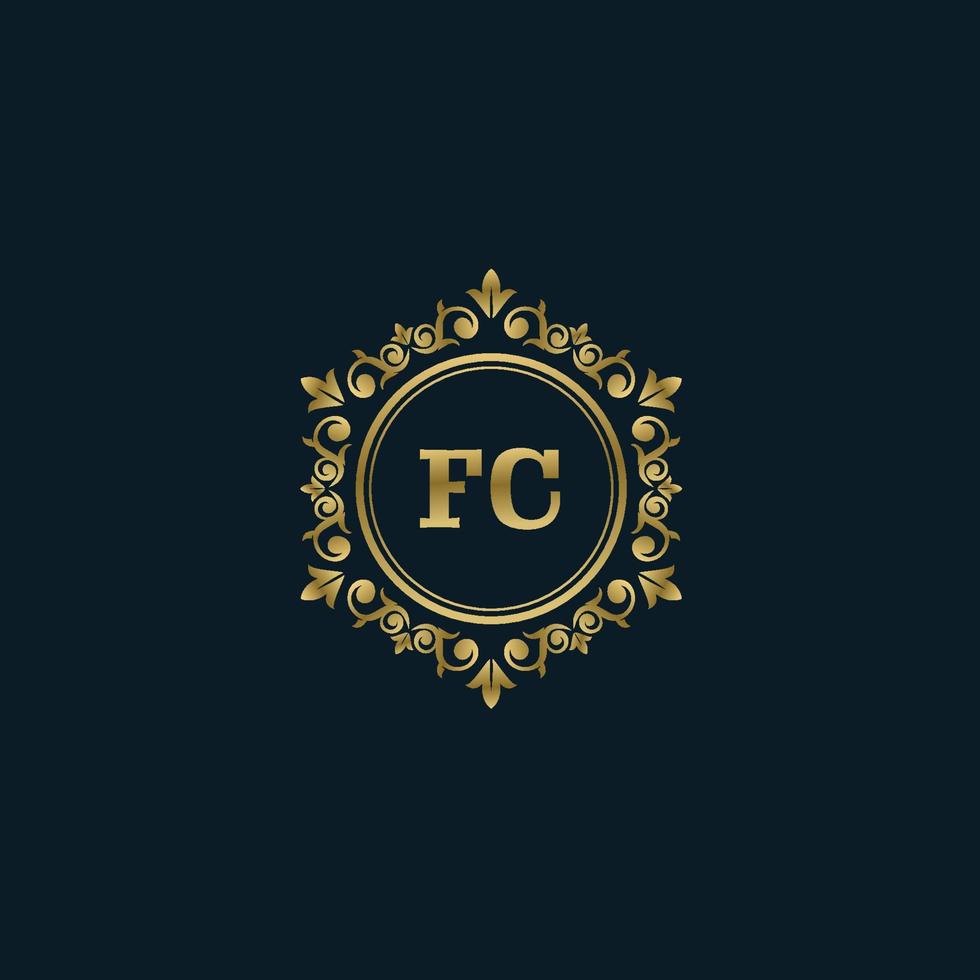 carta fc logotipo com modelo de ouro de luxo. modelo de vetor de logotipo de elegância.