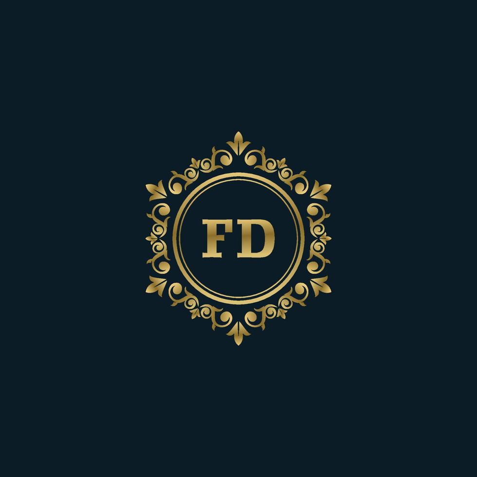 carta fd logotipo com modelo de ouro de luxo. modelo de vetor de logotipo de elegância.