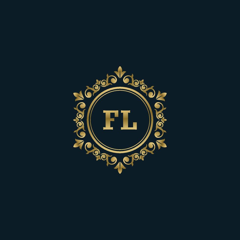 carta fl logotipo com modelo de ouro de luxo. modelo de vetor de logotipo de elegância.