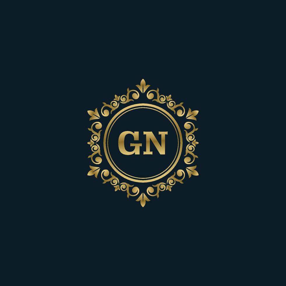 letra gn logotipo com modelo de ouro de luxo. modelo de vetor de logotipo de elegância.