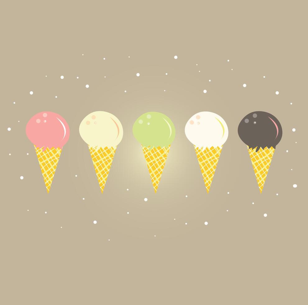 coleção de sorvetes de diferentes sabores e cores vetor
