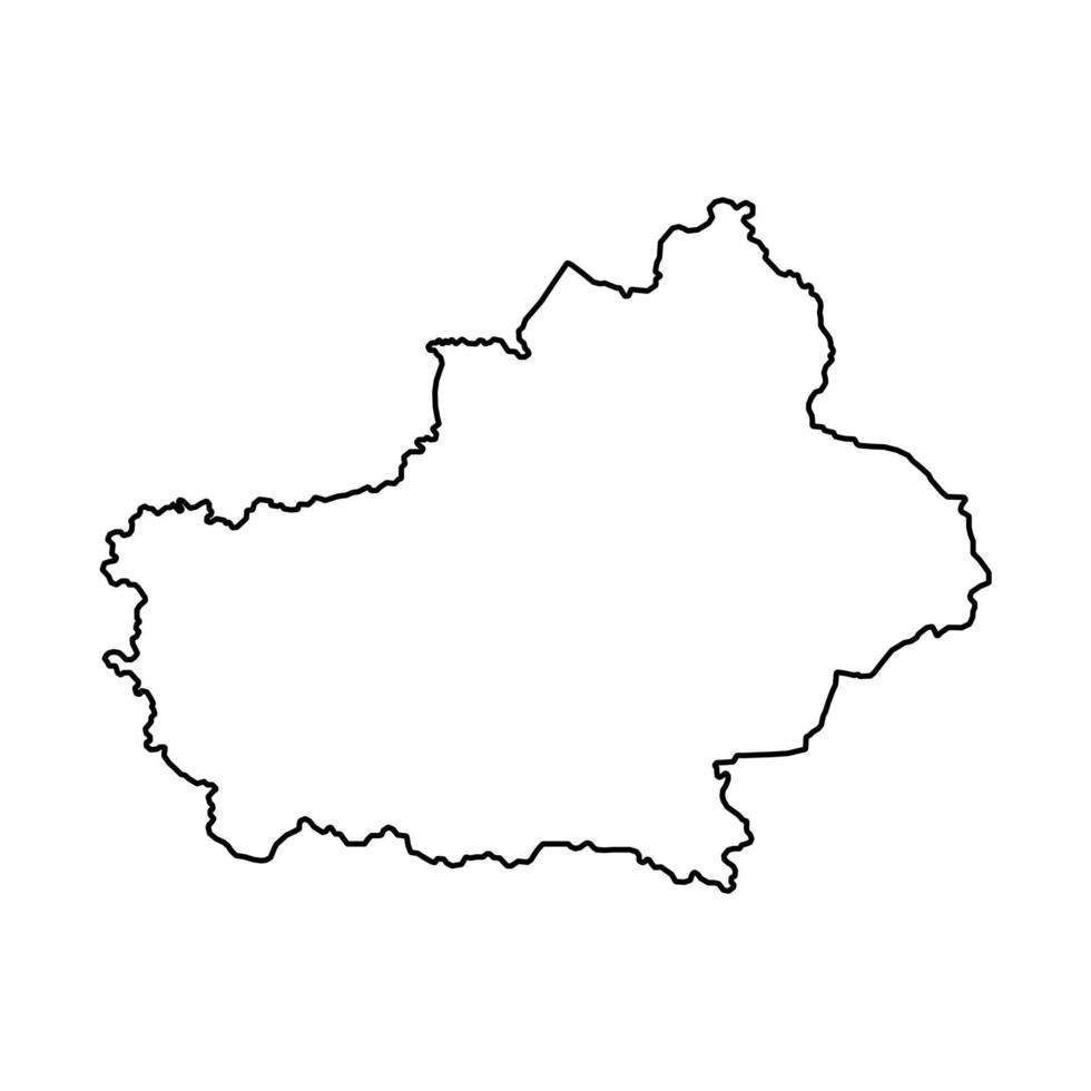 xinjiang uyghur mapa da região autônoma, divisões administrativas da china. ilustração vetorial. vetor