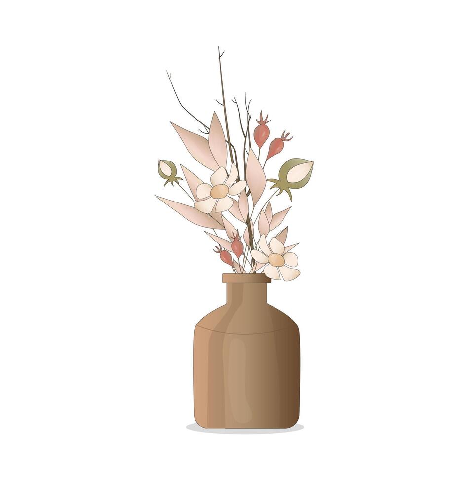 composição delicada e elegante de flores de vaso vetor