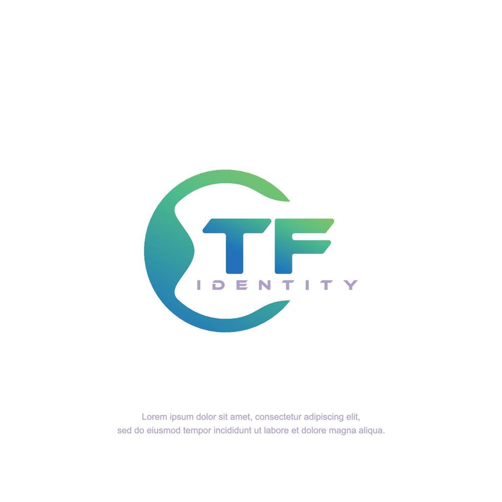 vetor de modelo de logotipo de linha circular de letra inicial tf com mistura de cores gradientes