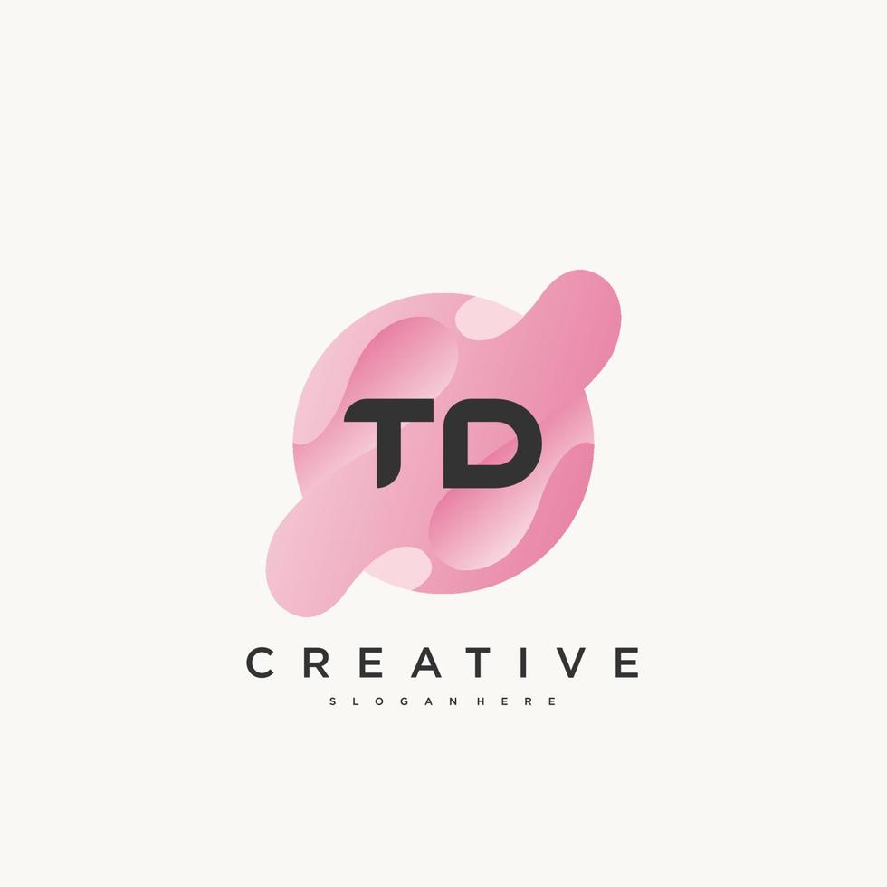 vetor de elementos de modelo de design de ícone de logotipo colorido de letra inicial td