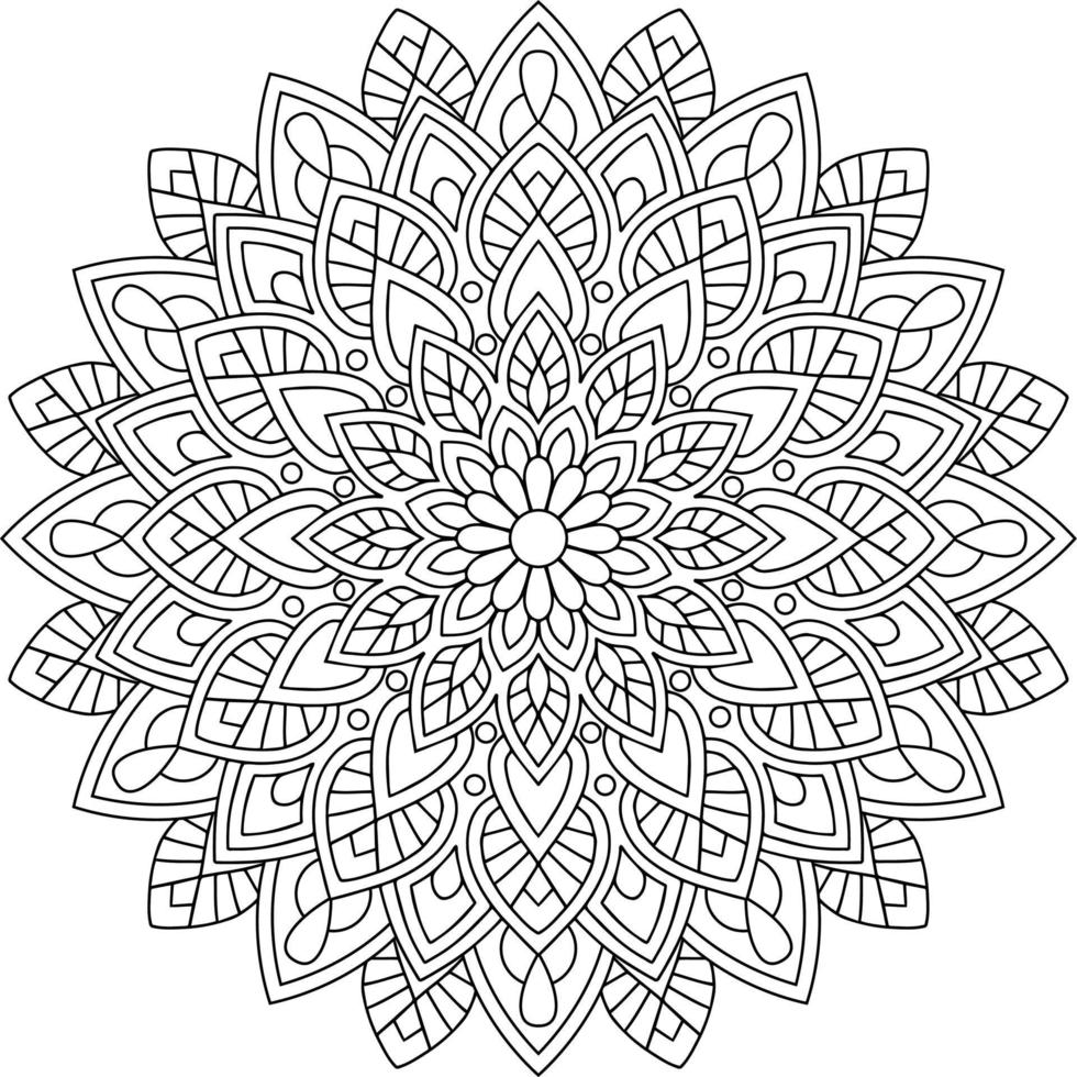 mandala decorativa desenhada à mão para livro de colorir para adultos vetor