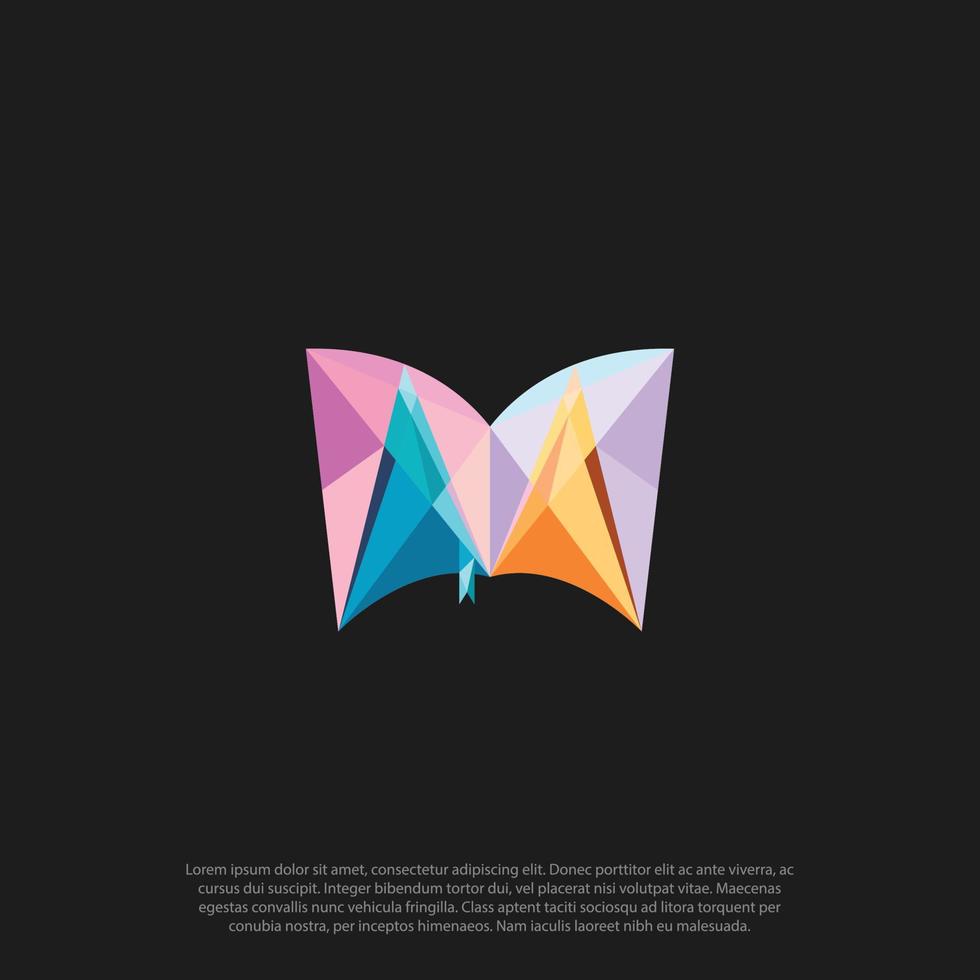 letra inicial geométrica ma ou am e logotipo de forma de livro com fundo colorido, design de logotipo de combinação de letras para indústria criativa, web, negócios e vetor de empresa