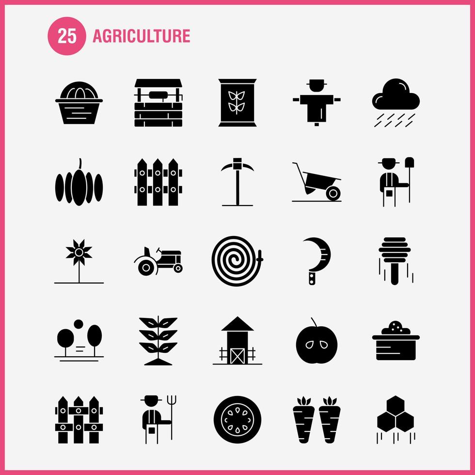 pacote de ícones de glifo sólido de agricultura para designers e desenvolvedores ícones de agricultura fazenda de maçã fazenda agricultura fazenda agricultura vetor de alimentos