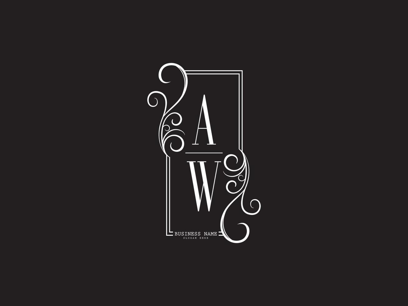 ícone de logotipo aw iniciais, design de logotipo de carta de luxo aw wa para negócios vetor