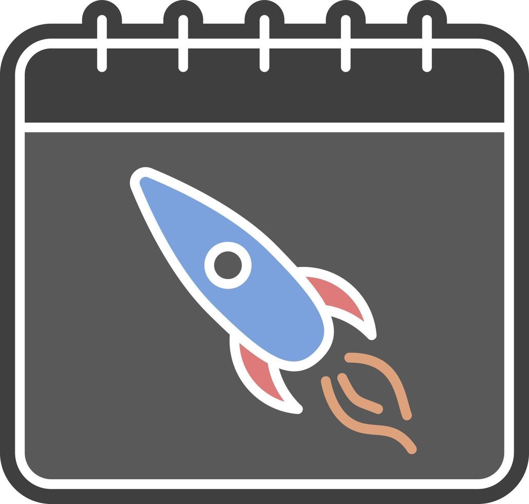 calendário, ícone de cor de foguete vetor