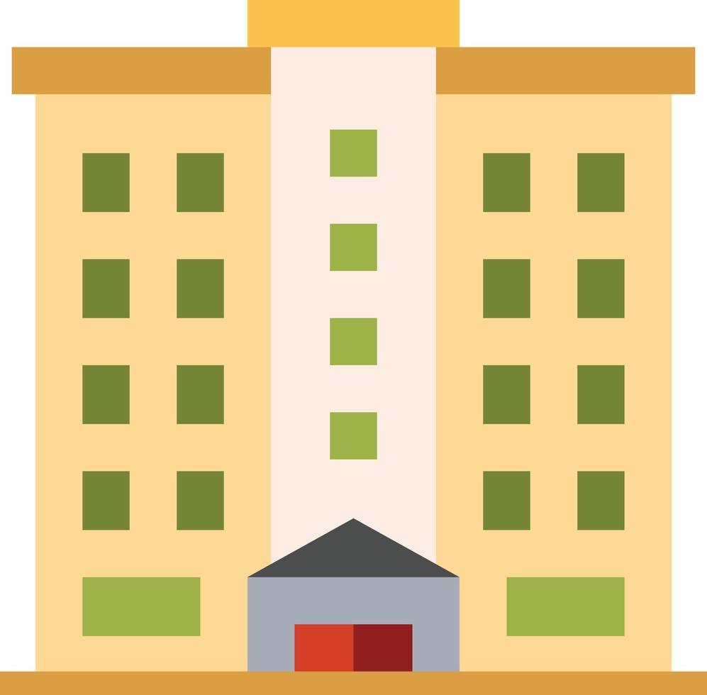 apartamento hotel edifício condomínio imobiliário - ícone plano vetor