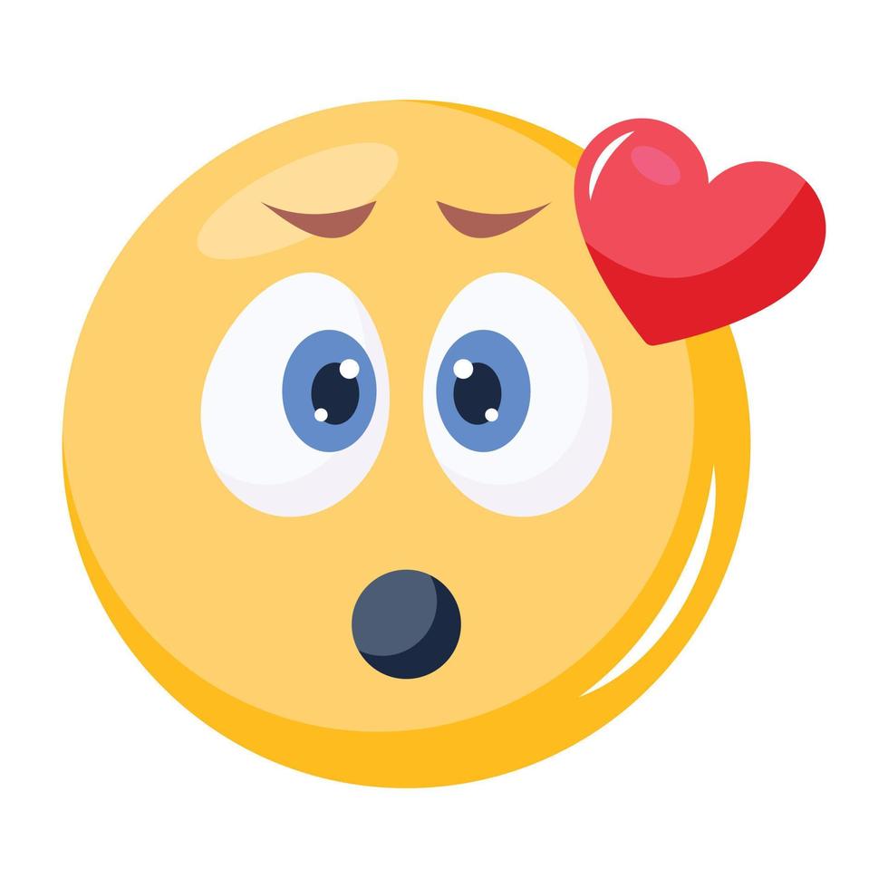 um design de ícone plano de emoji de amor fofo vetor