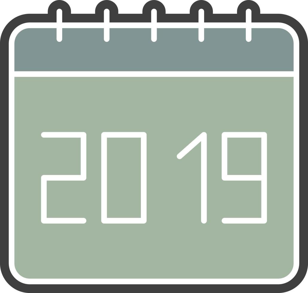 calendário, ícone de cor de 2019 vetor