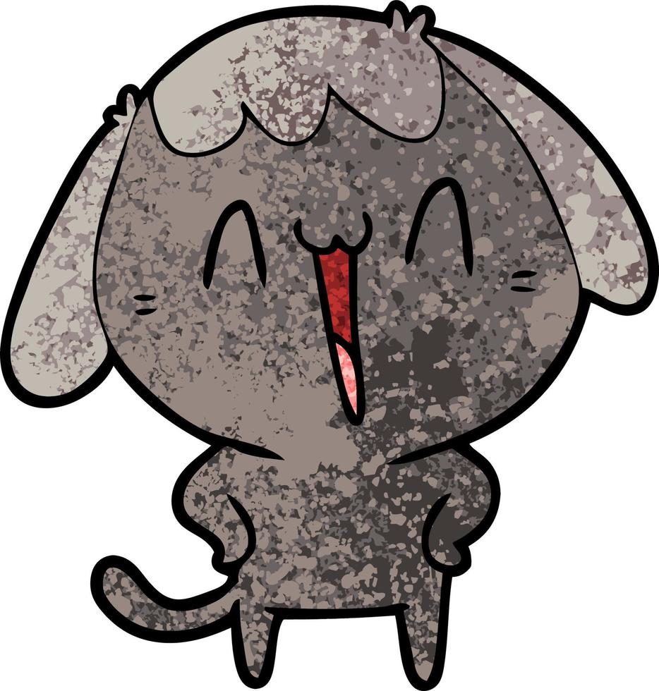 cão de desenho animado de textura grunge retrô rindo vetor