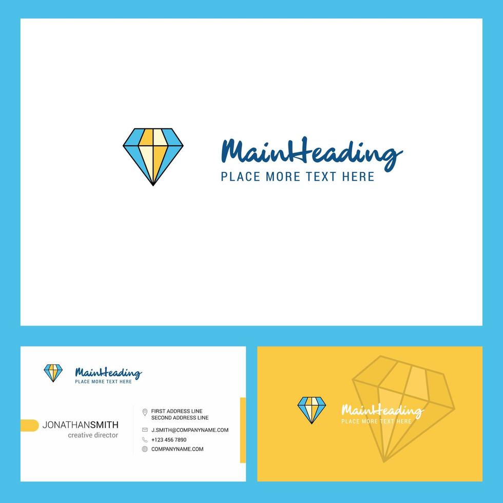 design de logotipo de diamante com slogan frente e verso modelo de cartão busienss vector design criativo