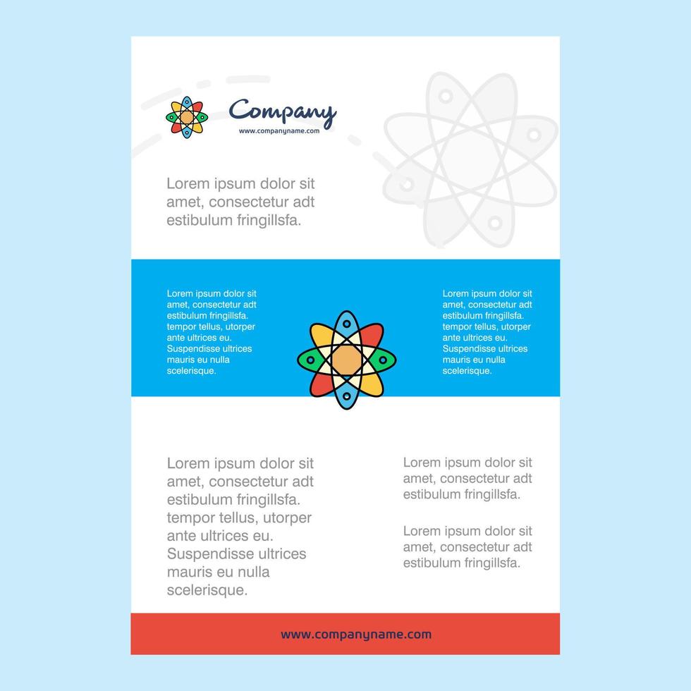 layout de modelo para apresentações de relatório anual de perfil de empresa nuclear folheto folheto fundo vetorial vetor