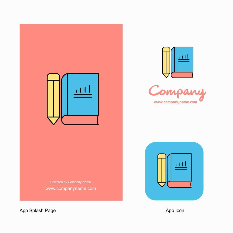 ícone de aplicativo de logotipo de empresa de livro e lápis e design de página inicial elementos de design de aplicativo de negócios criativos vetor