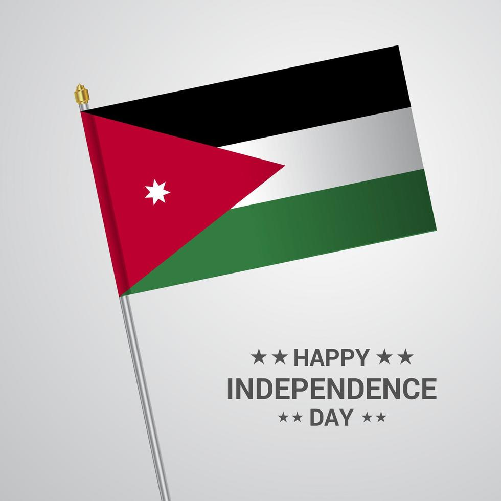 design tipográfico do dia da independência da jordânia com vetor de bandeira