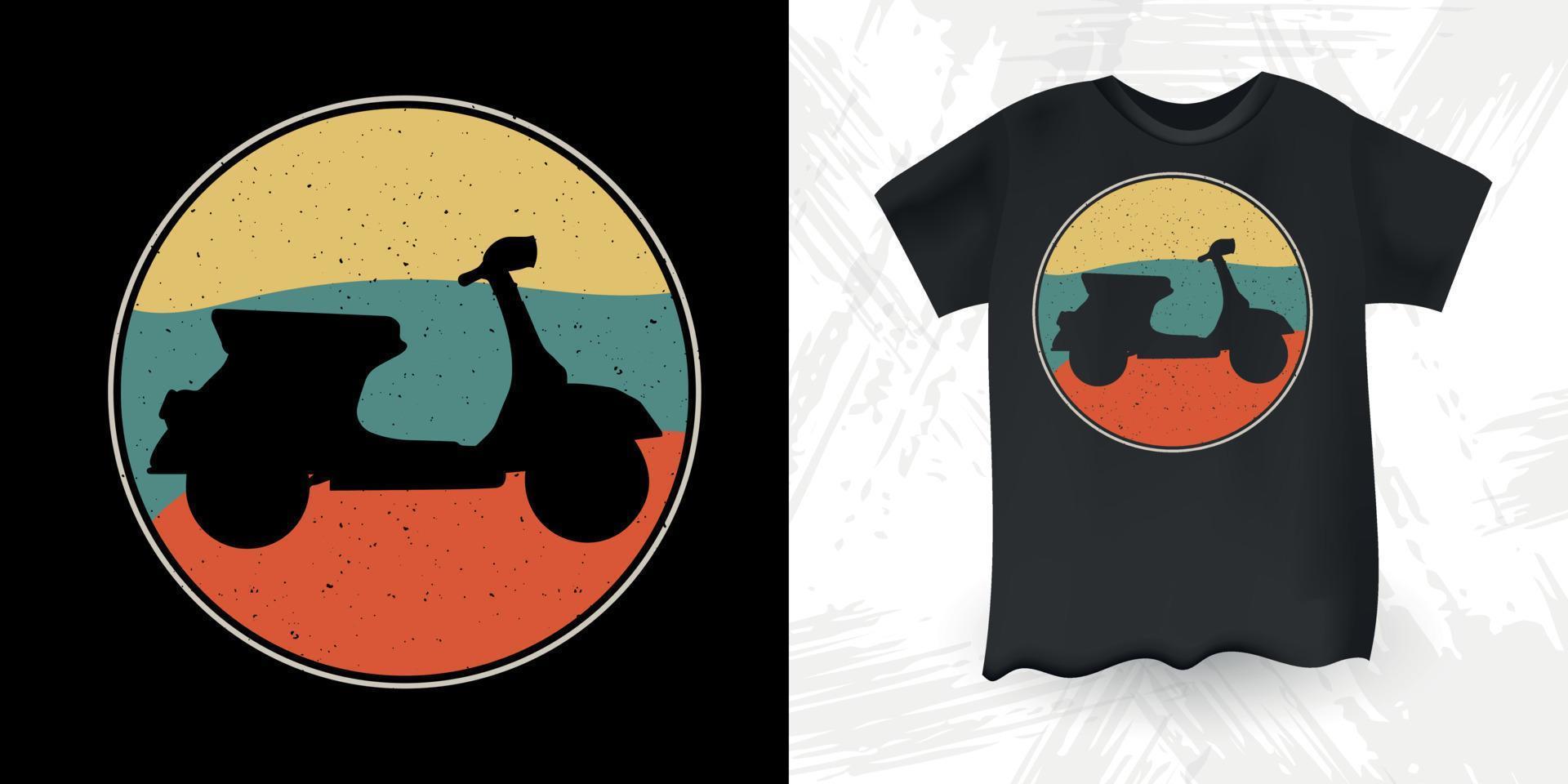 design de t-shirt de scooter vintage retrô de motocicleta engraçada vetor