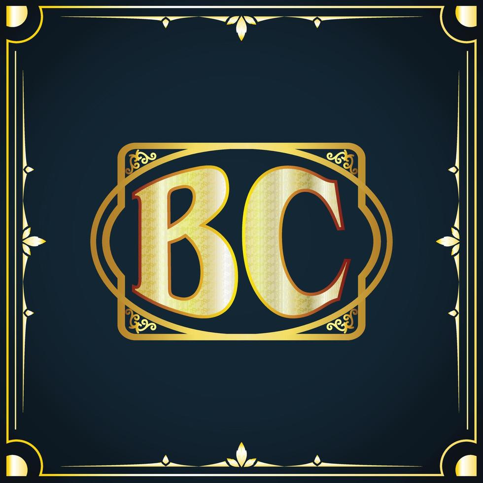 carta inicial bc modelo de logotipo de luxo real vetor