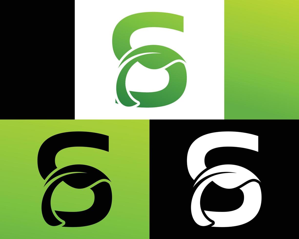 logotipo de folha verde de letra abstrata s vetor