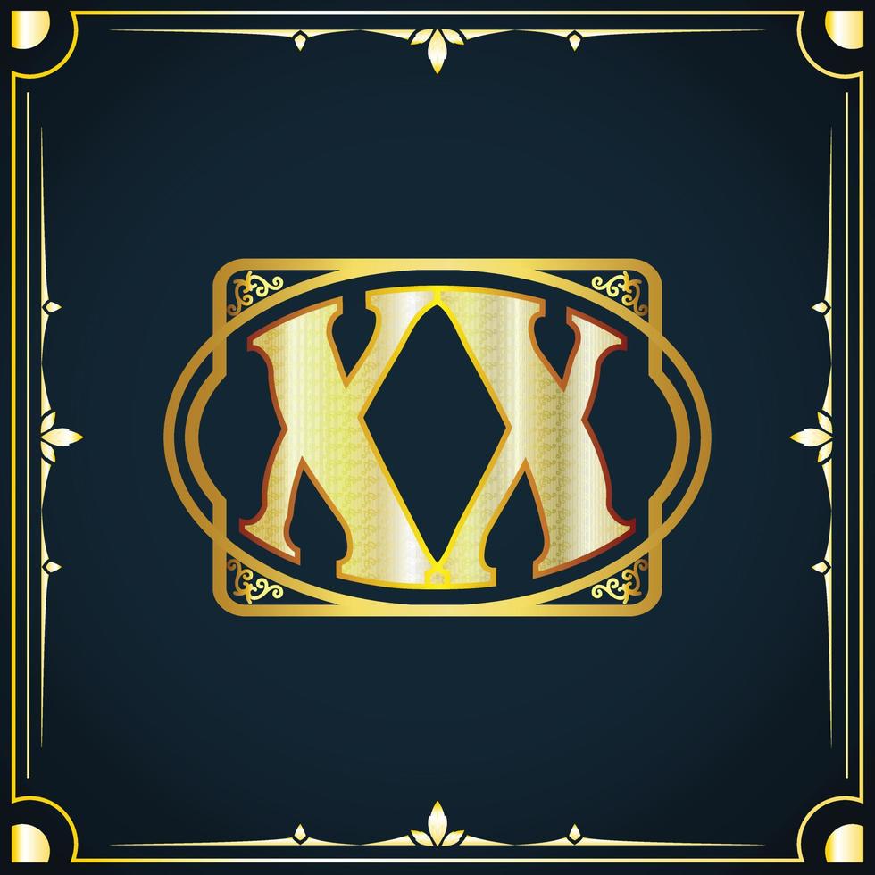 carta inicial xx modelo de logotipo de luxo real vetor