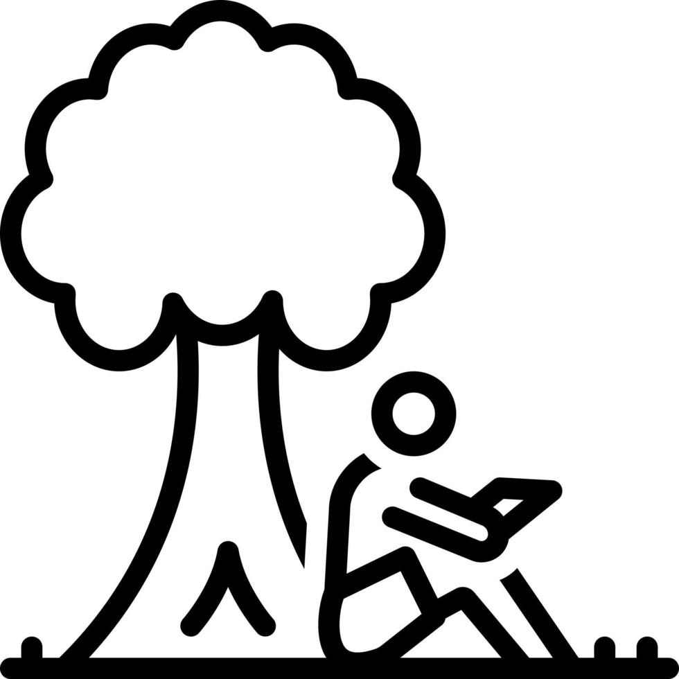 ícone de linha para ler debaixo da árvore vetor