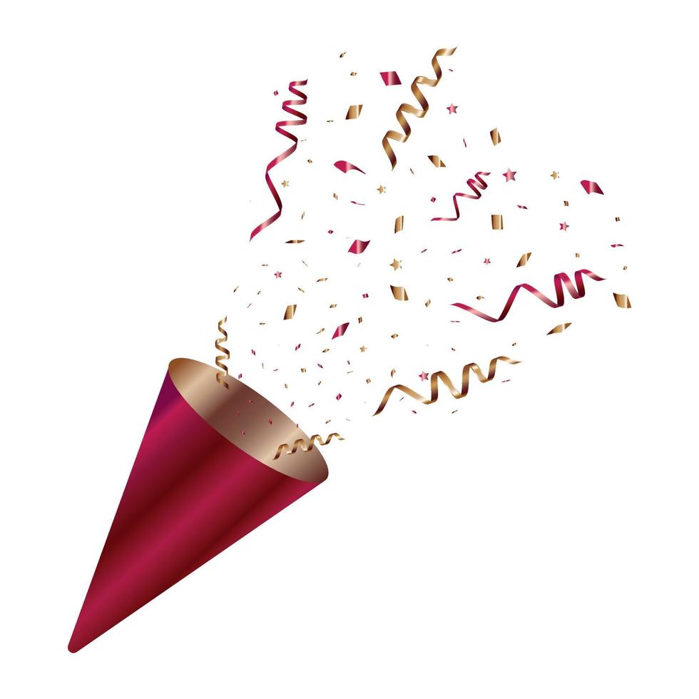 conjunto de ilustração de conjunto de confetes de popper de festa fofa. confete isolado, explosão, fogos de artifício, celebração. desenho vetorial. ilustração vetorial vetor