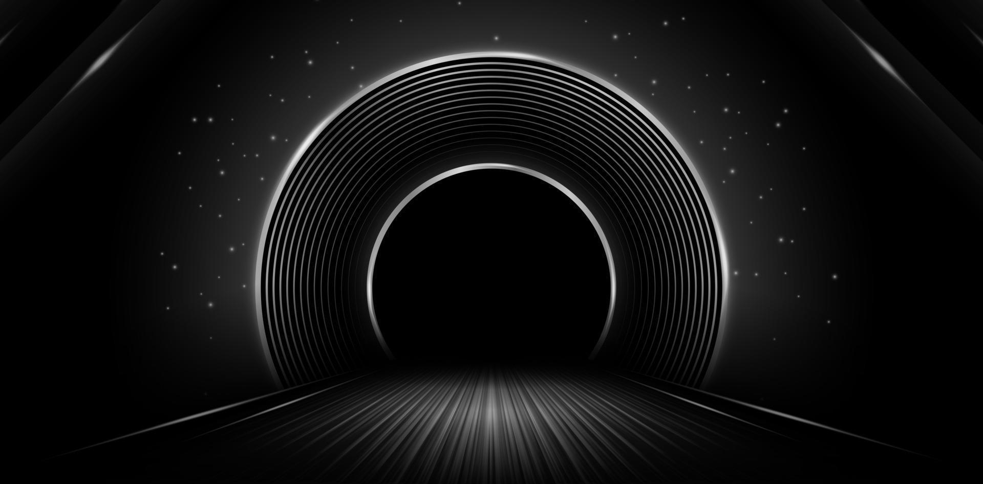 ilustração vetorial da luz de prata do círculo radial através do túnel para sinais corporativos, negócios de propaganda, postagem de mídia social, publicidade de agência de outdoor, campanha de anúncios, vídeo em movimento, e-mail vetor