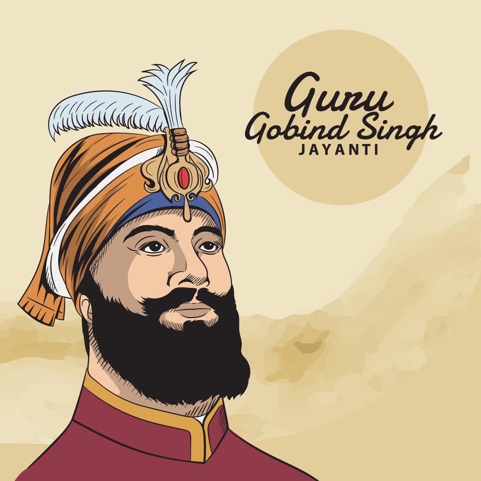 feliz guru gobind singh jayanti festival para celebração sikh. impressão vetorial vetor