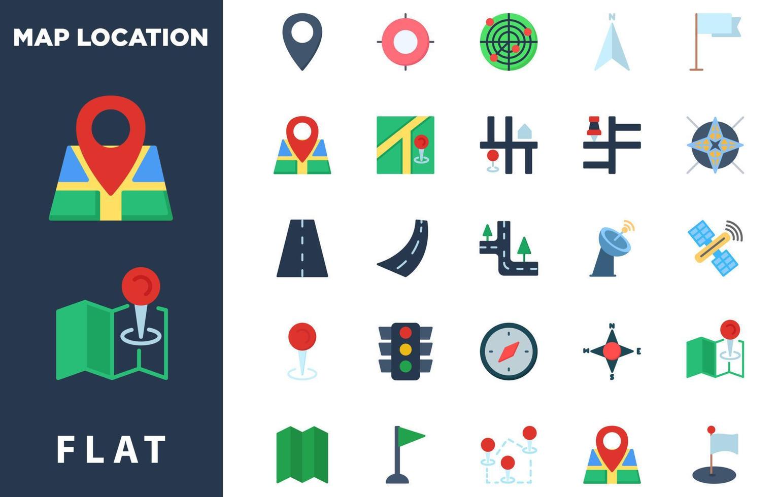 ícone de localização do mapa definir estilo simples vetor