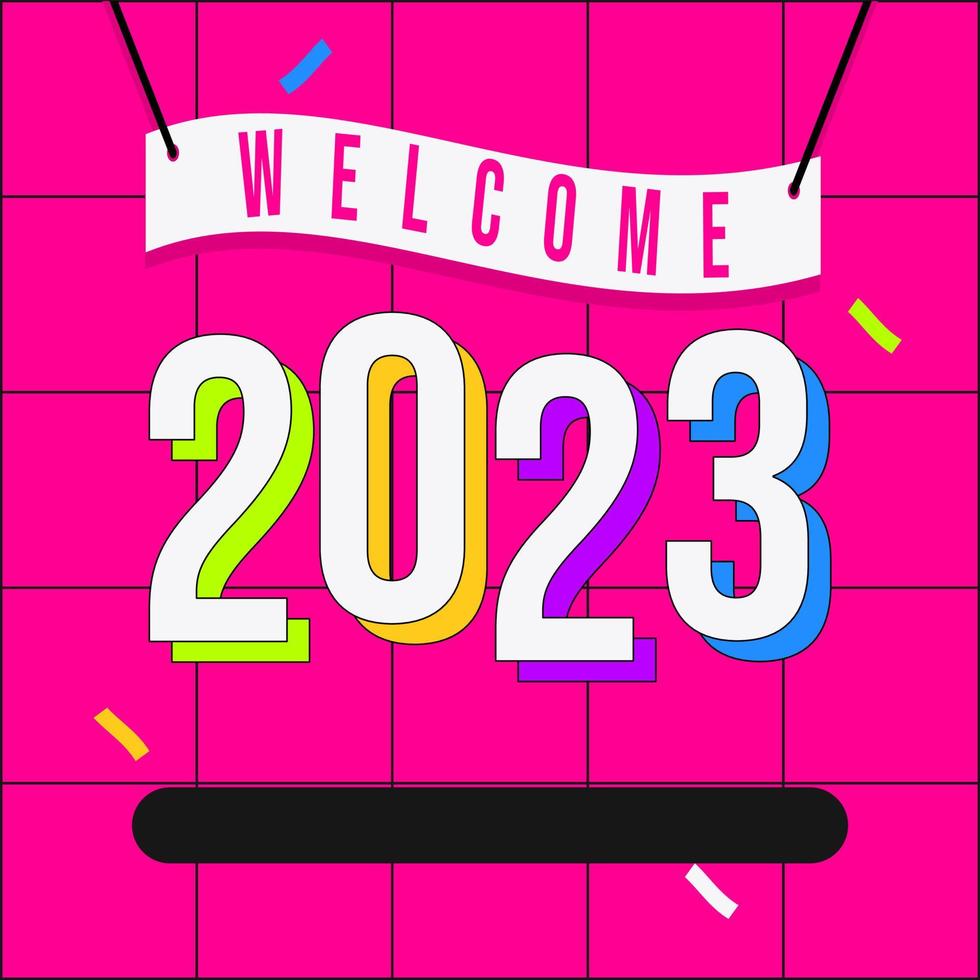 modelo de mídia social bem-vindo logotipo de texto 2023 com estilo moderno vetor